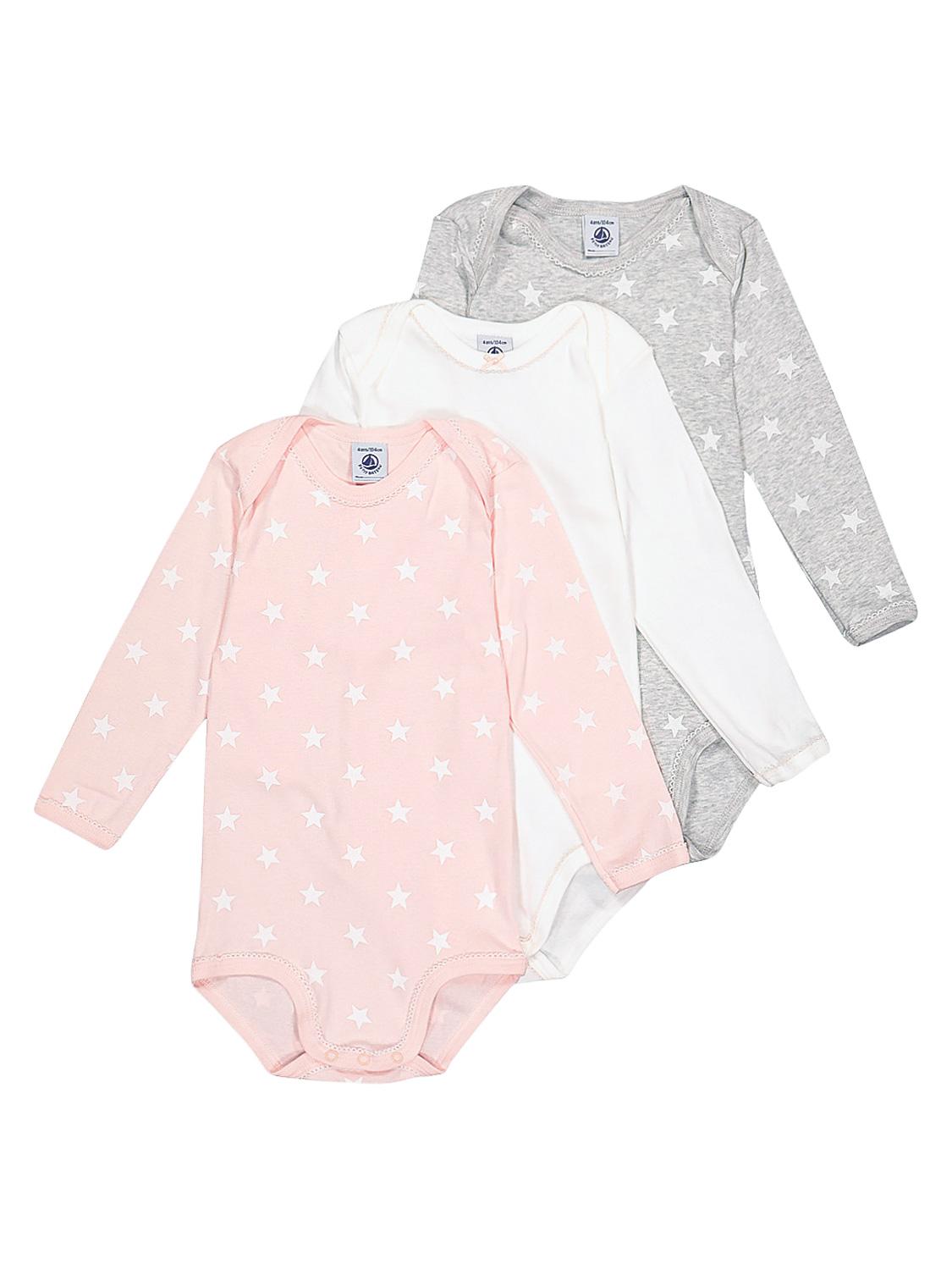 Petit Bateau Lot De 3 Bodies - 100% Coton - Bébé Bodies Manches Courtes Bébé