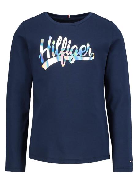 Tommy Hilfiger Script Foil Film Tee L//S Camicia Bambina