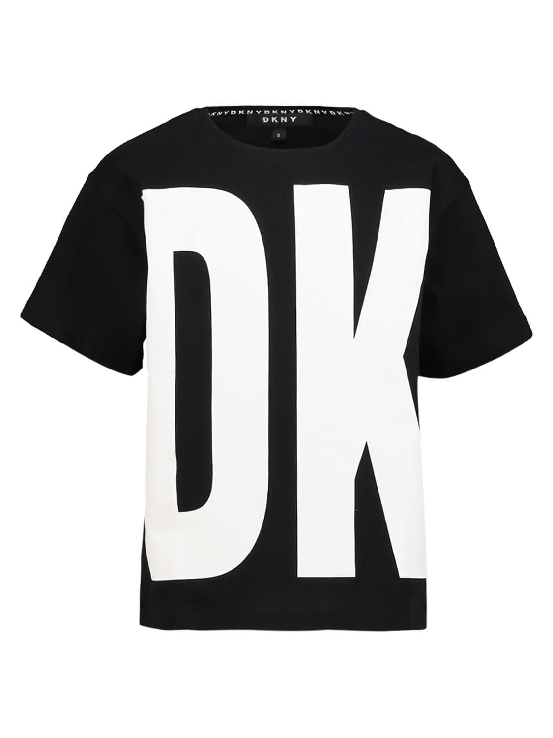 Enfants Garçons DKNY Logo Imprimé T Shirt à Encolure Ras-du-cou à manches longues NOUVEAU