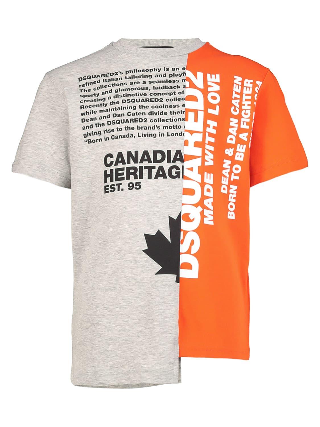 Dsquared2 T-shirt in jersey grigia con logo DQ1623-D0A43