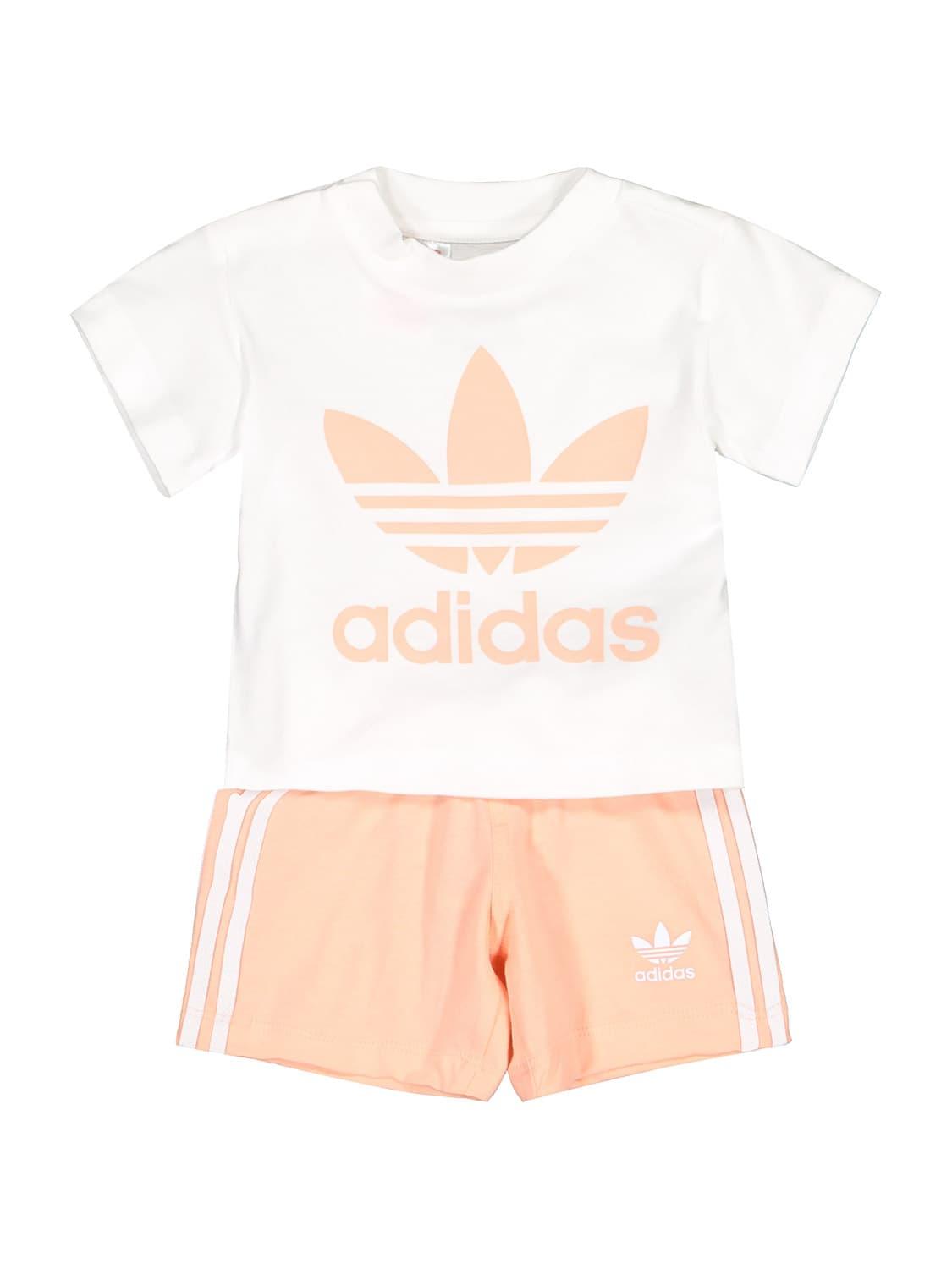 orange adidas short set