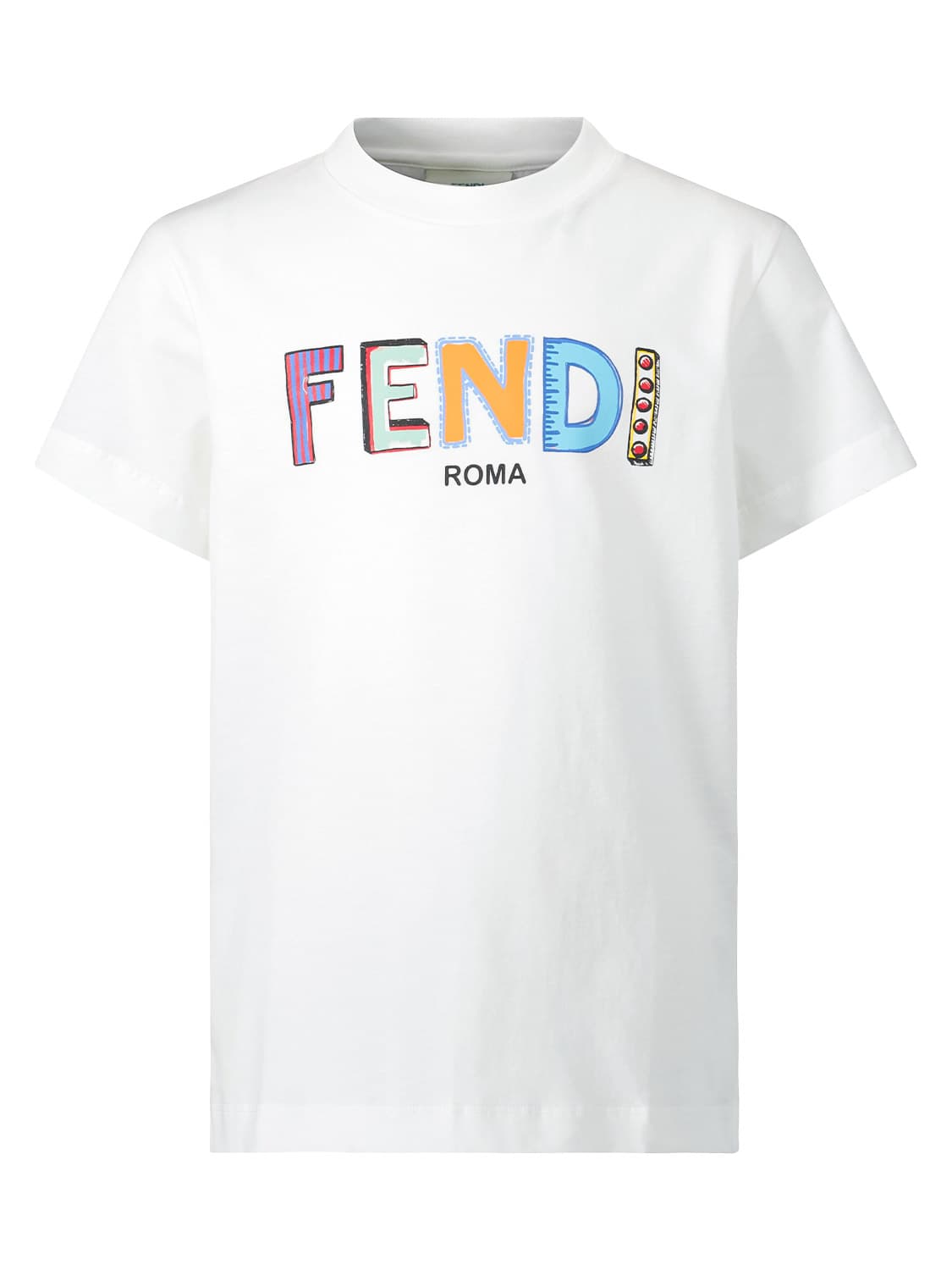 Fendi Kids Logo T-Shirt in White