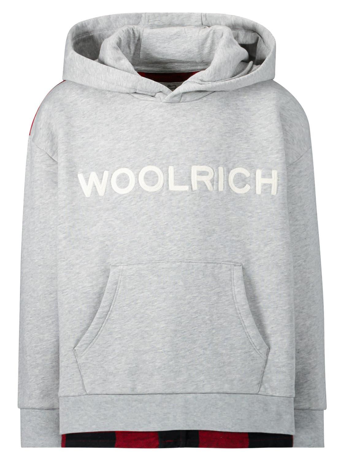 WOOLRICH hoodie CHECK Grey for boys