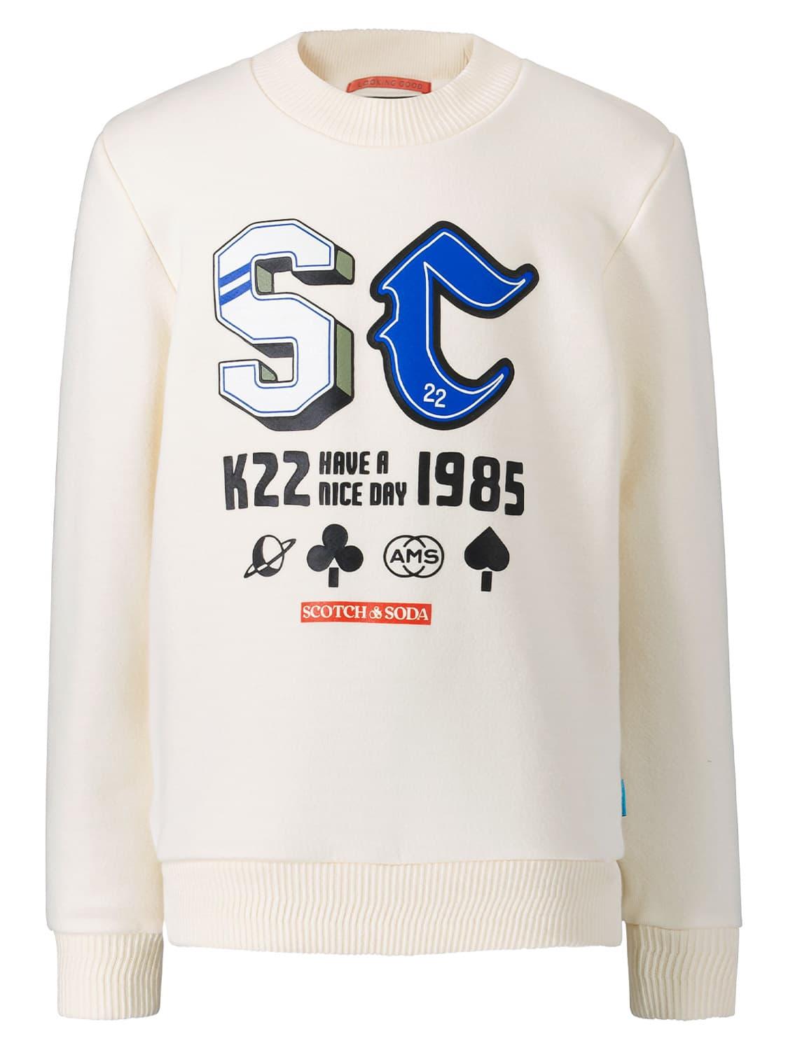SCOTCH & SODA sweatshirt in Crème wit voor jongens
