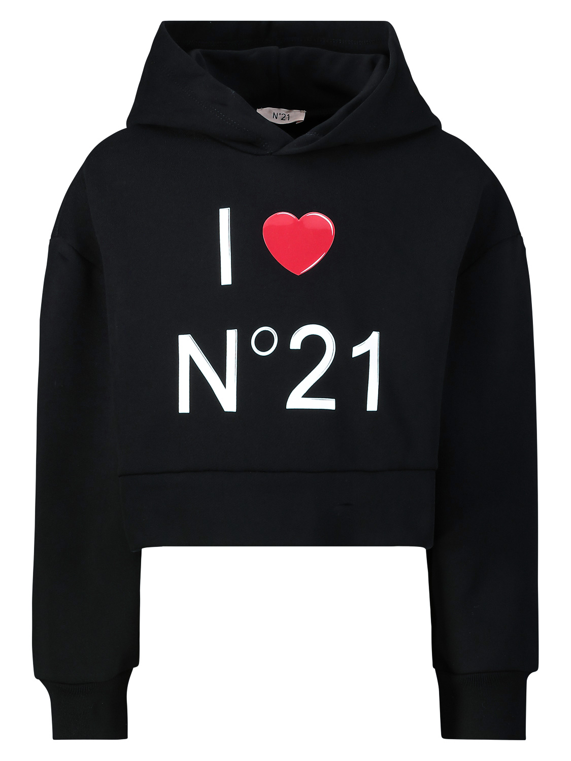 N°21 Kids Black Hoodie For Girls In Black