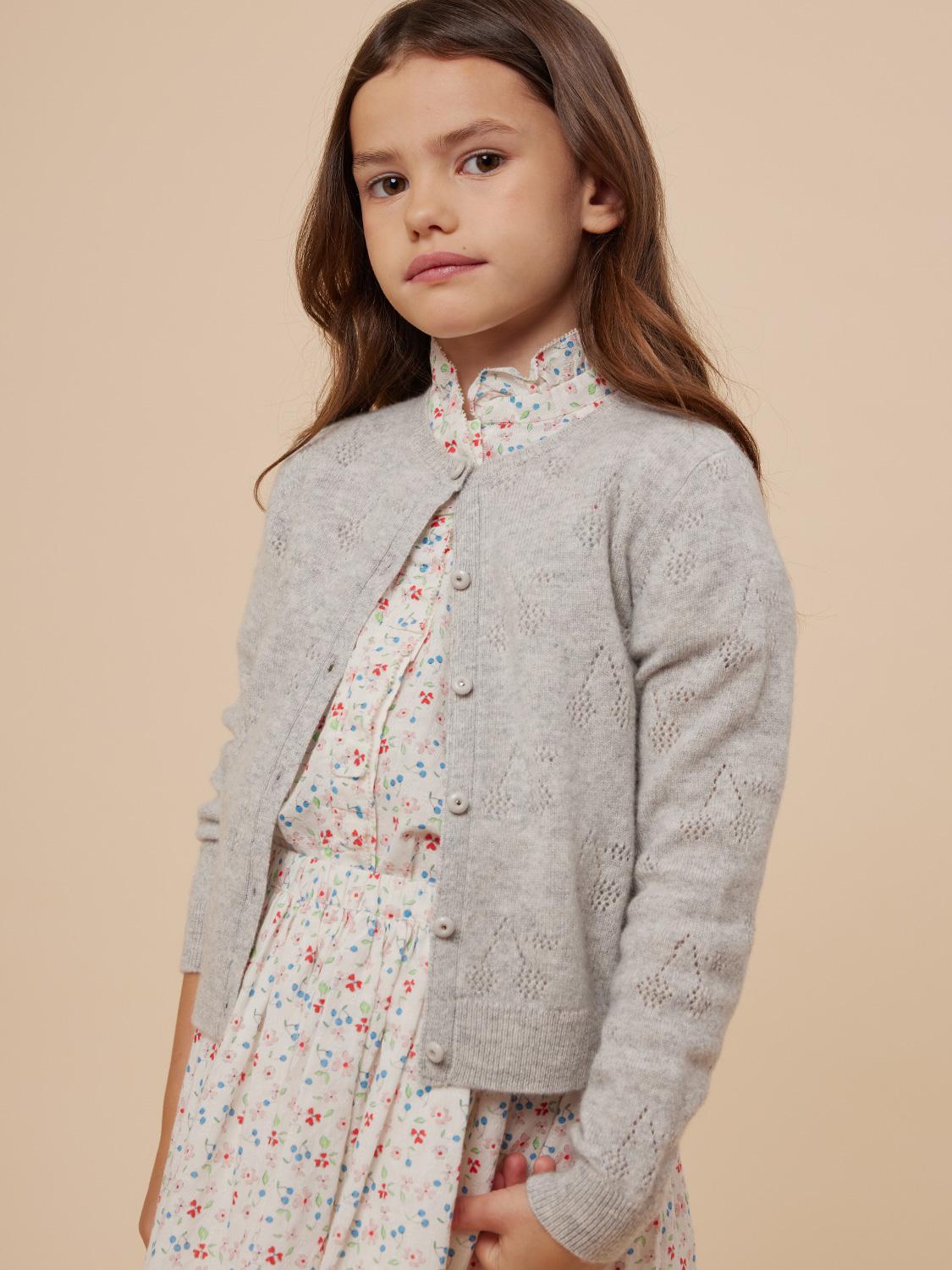 Bonpoint Girls Tyra Wool Cardigan in Navy